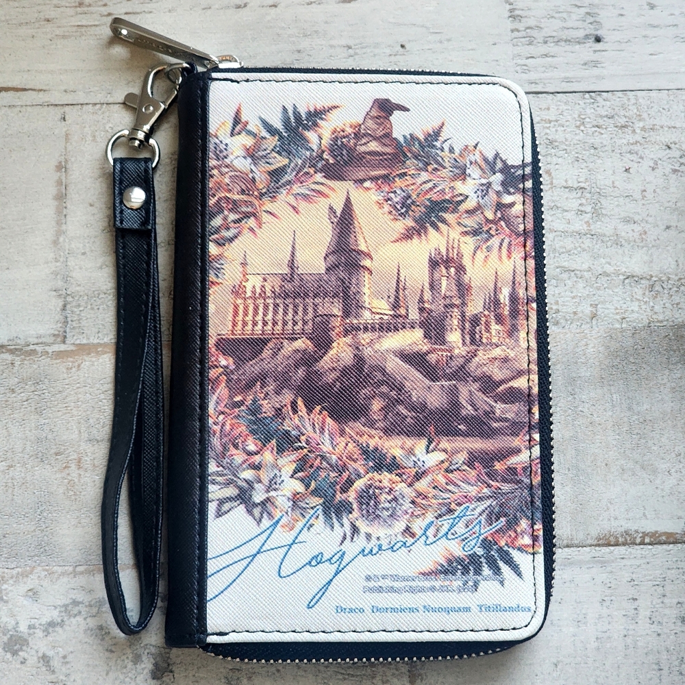 Harry Potter Hogwarts Castle Floral Zip Around Wallet | NWOT